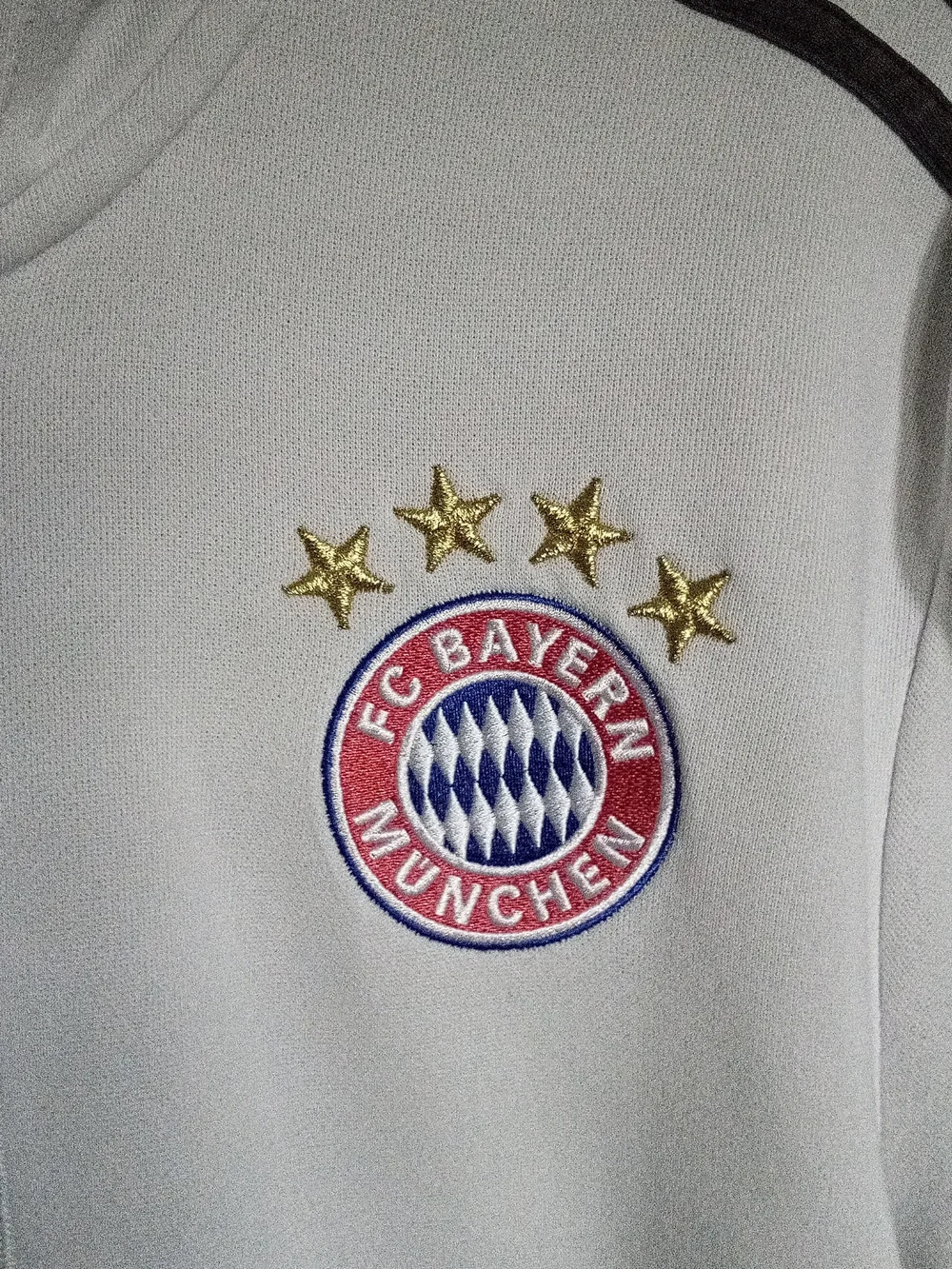 Adidas White Hoodie with Navy and Red FC Bayern Crest